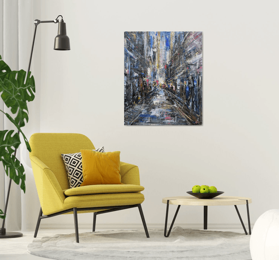 Abstract City Lights 90x108oil