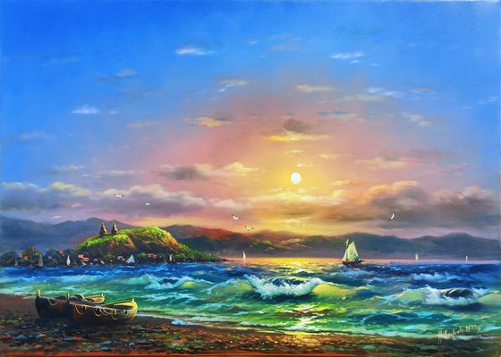 Lake Sevan (60x90cm, oil painting)