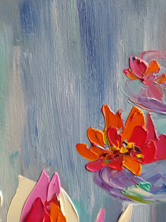 Water lilies -  lilies oil painting, lake, river, flowers in water, flowers on the river, water lilies, water lilies oil painting