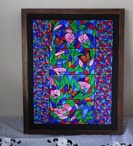 Joyful Place, stained glass painting