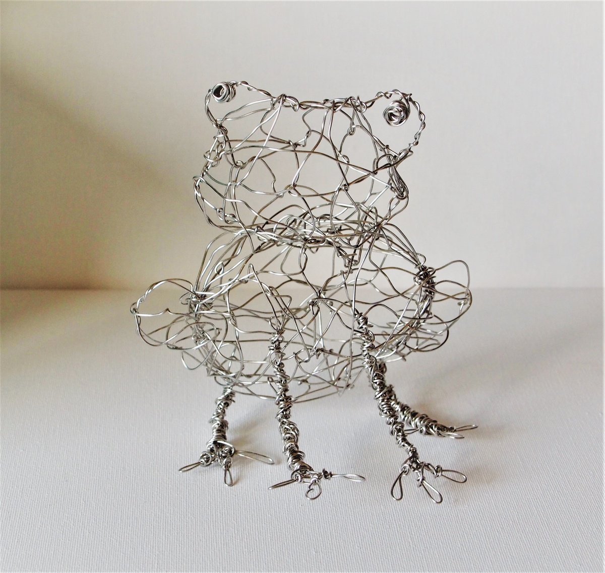 Silver wire Freddy Frog Sculpture by Steph Morgan