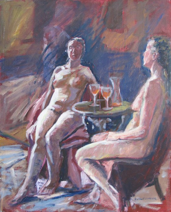 2 seated nudes