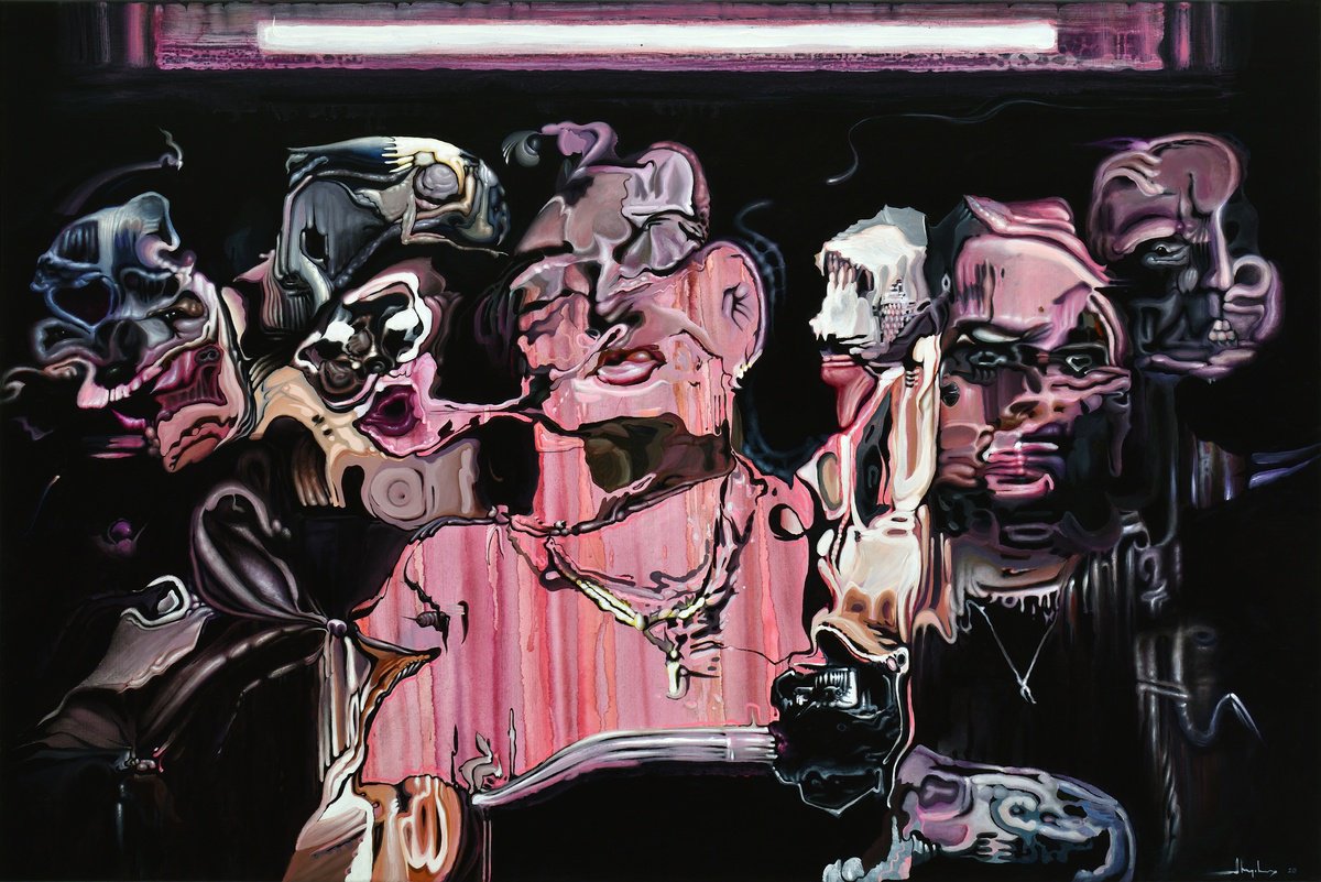 Organic Portrait Acrylic Painting By Alex Nizovsky, 60 X 40, Saint Vitus Dance, Original Artwork