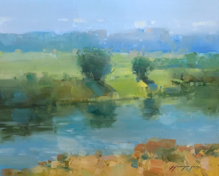 Summer Lake Landscape Oil Painting Handmade Ar Artfinder