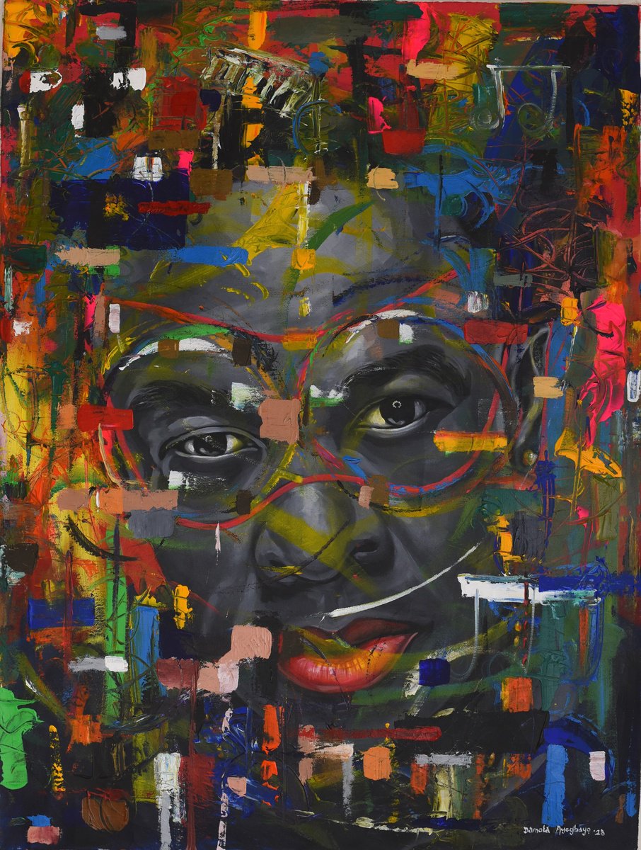 Expressive Abstract Acrylic Painting By Damola Ayegbayo, 38 X 48, Whispers Of The Soul 2, Original Artwork