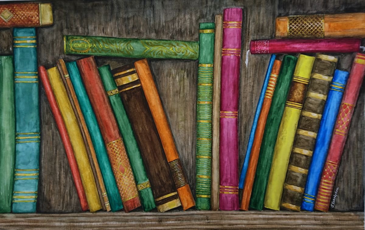 Books. Still life watercolor painting. by Svetlana Vorobyeva
