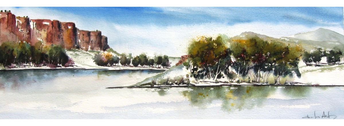 River Bluffs - Original Watercolor Painting by CHARLES ASH
