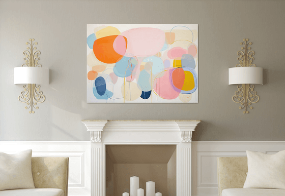 Pale pink and mango orange abstract 3011231