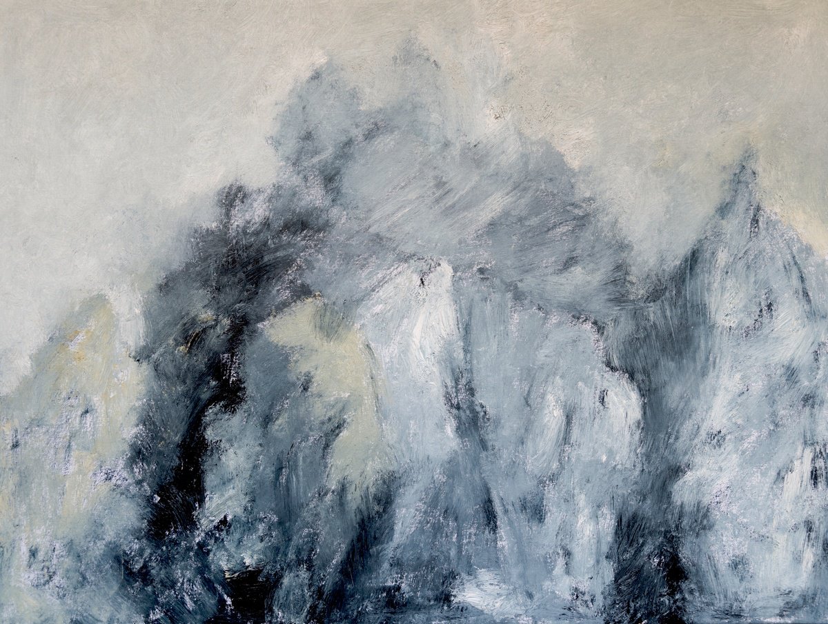 Impressionistic Abstract Oil Painting By Elizabeth Anne Fox, 31 X 23, Mountain 1, Original Artwork