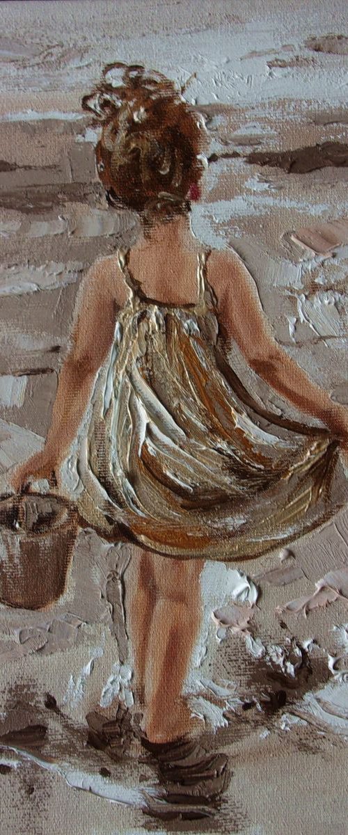 " SEA TREASURES " original painting SEA spring palette knife GIFT by Monika Luniak