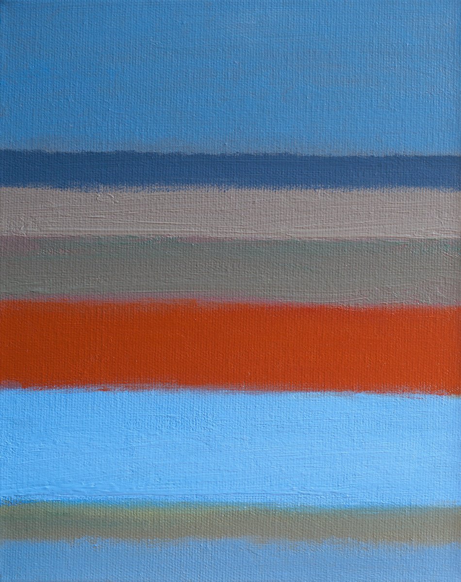 Abstract Landscape Oil Painting By Thomas Hjelm, 10 X 13", Dusk, Original Artwork