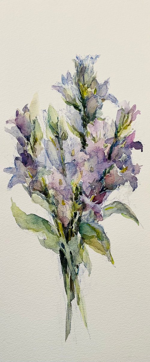 Bouquet of bluebells. Original watercolour painting. by Elena Klyan