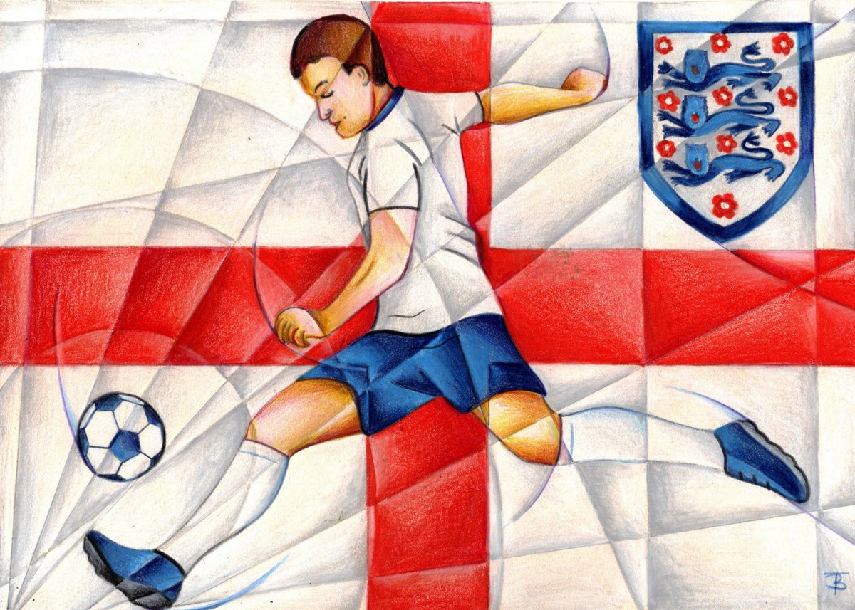 Geometric Portrait Pencil Drawing By Tiffany Budd, 17 X 13", Three Lions, Original Artwork