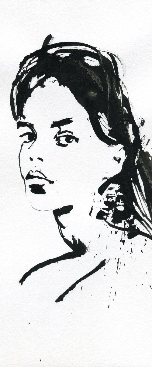 Woman ink portrait number 8 by Alexander Moldavanov