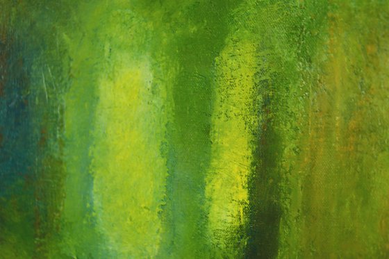 Green leaves with half-closed eyes 30x30" 76x76cm Contemporary Art by Bo Kravchenko