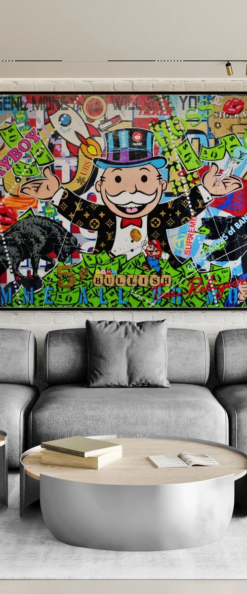 Monopoly Stock Picker 250cm x 150cm Textured Urban Pop Art by Franko