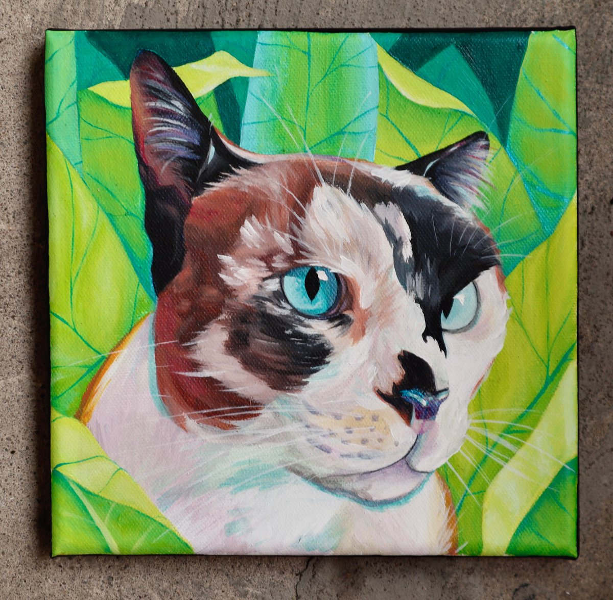 Animal Acrylic Painting By Amani Muhammad, 8 X 8, Pet Portrait- Eco, Original Artwork