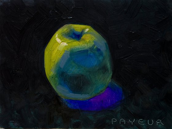 still life of fresh red apple on a black background