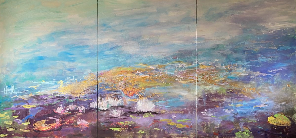 The White Water Lilies Triptych by Simon Jones