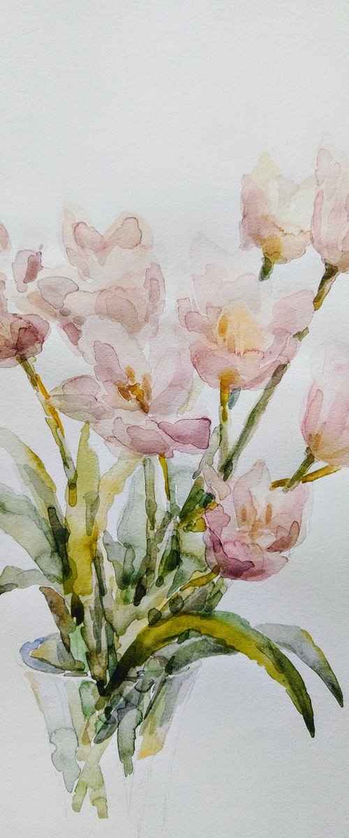 Tulips. Original watercolour painting. by Elena Klyan