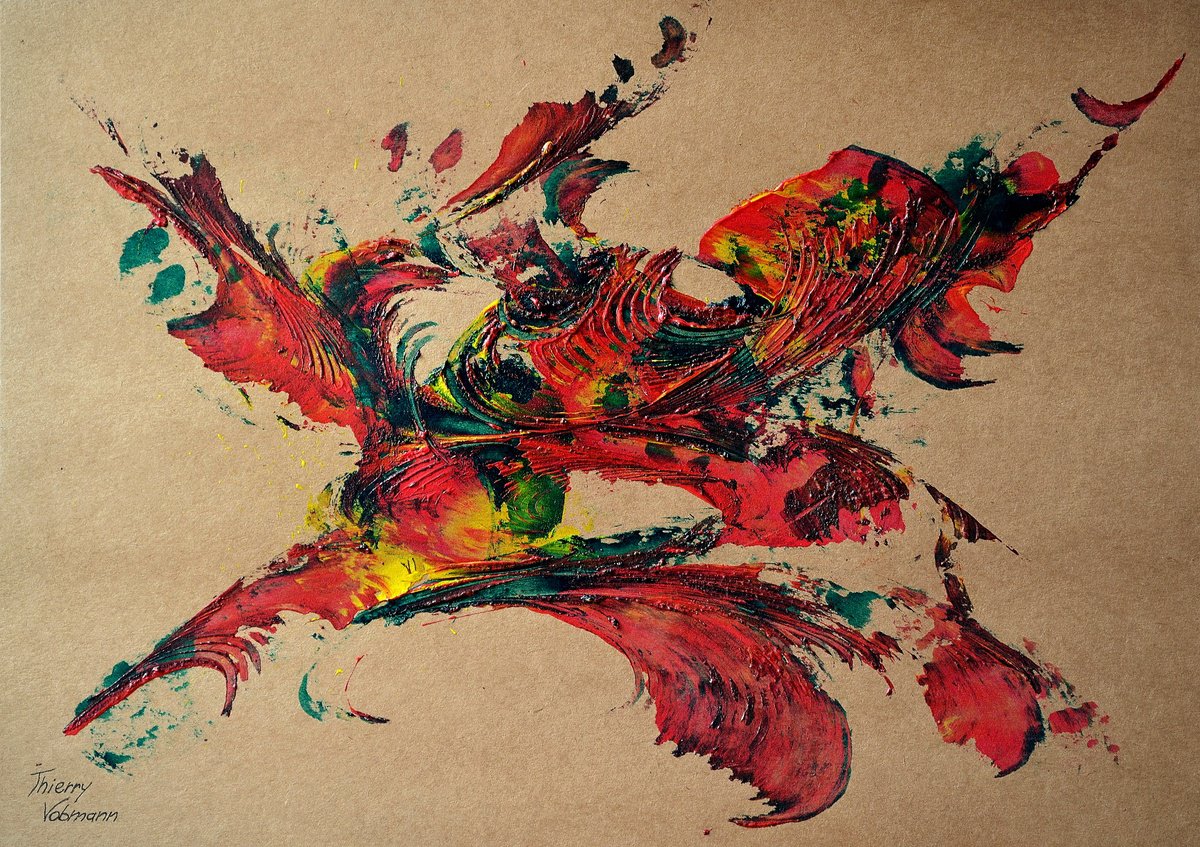 Abstract Acrylic Painting By Thierry Vobmann. Abstract ., 17 X 12", Natural Style 2, Original Artwork