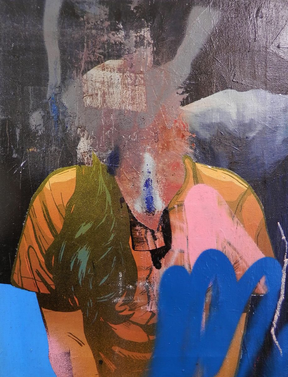 Urban And Pop Portrait Acrylic Painting By Milos Hronec, 12 X 16", Free Prisoner, Original Artwork