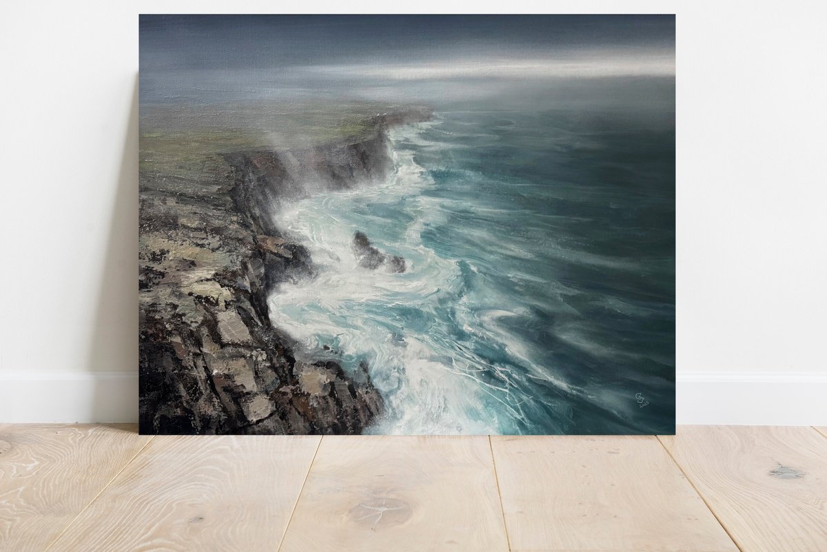 Abstract Landscape Acrylic Painting By Ivan Grozdanovski, 39 X 31, Agartha - East Coast Cliffs 2, Original Artwork