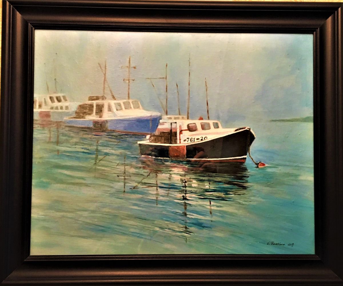 Lobster Boats in Fog by Nancy Brockmon