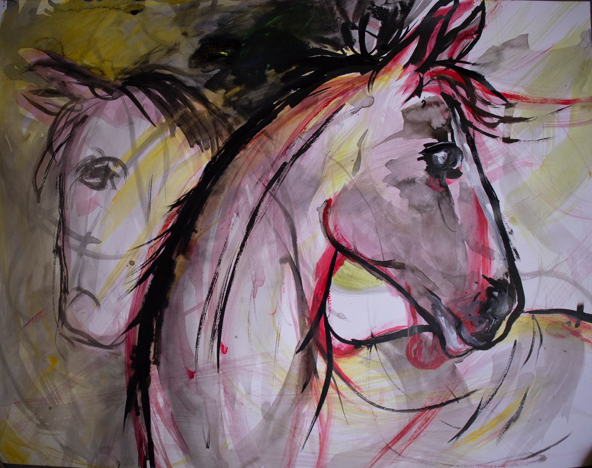 Two horses sketch by Rene Goorman