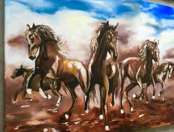 Galloping horses