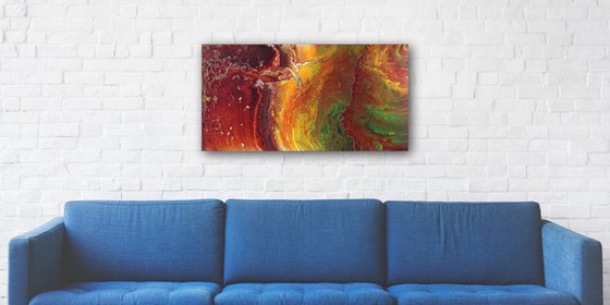 "Line In The Sand" - FREE USA SHIPPING - Original Abstract PMS Fluid Acrylic Painting - 36 x 18 inches