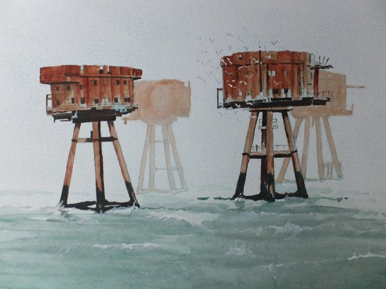 Maunsell Sea Forts in Thames Estuary