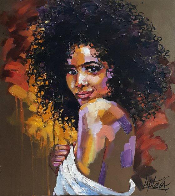 Painting portrait of a black girl - Fun