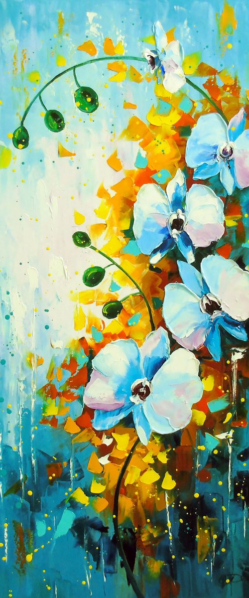 Orchid white and blue by Olha Darchuk