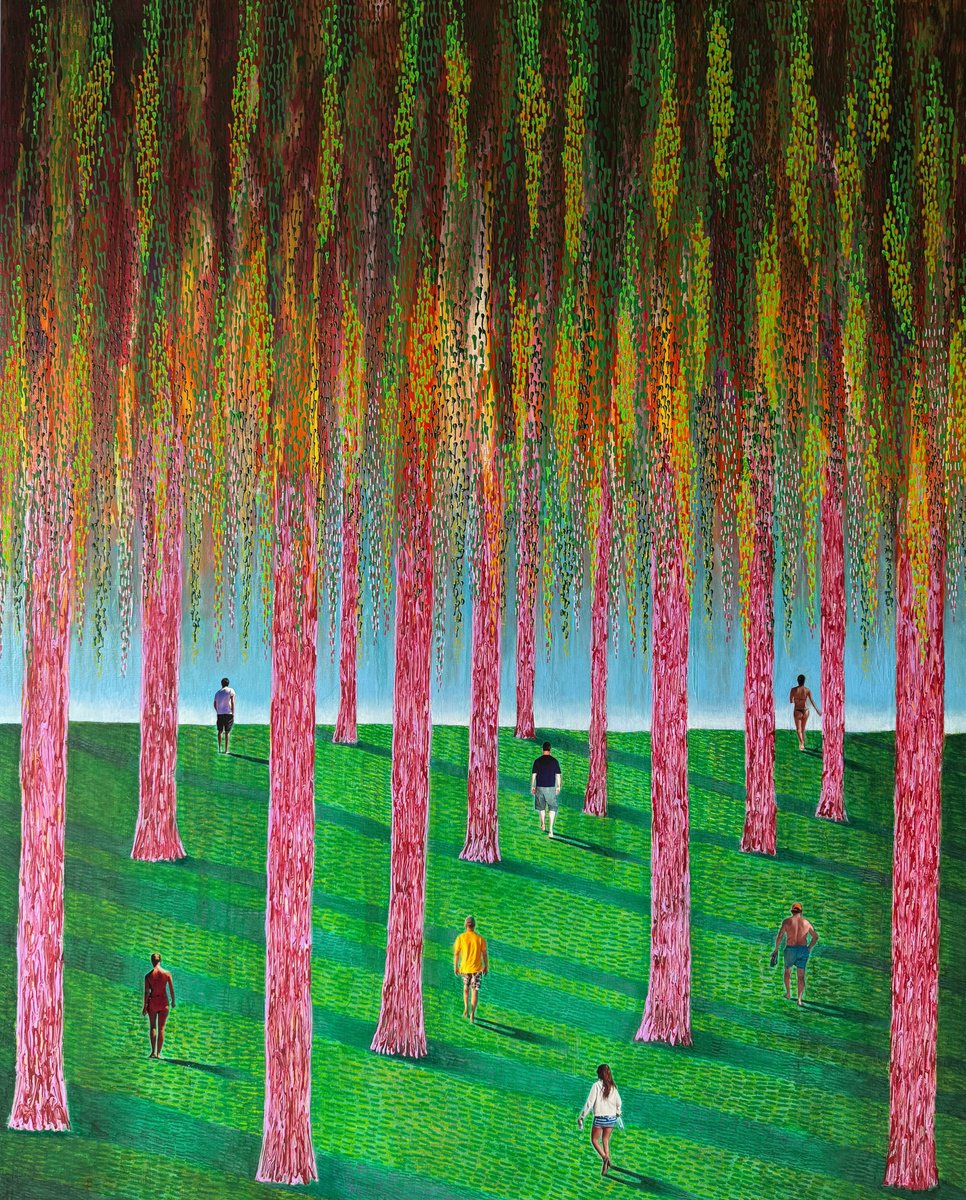 Surrealistic Landscape Painting By Stefano Pallara, 32 X 40", Begin Again N.3, Original Artwork