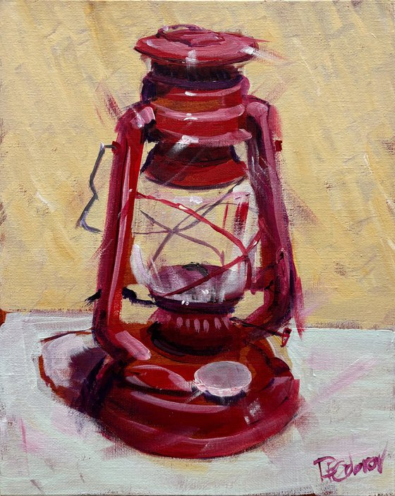 The Red Oil Lamp Still Life