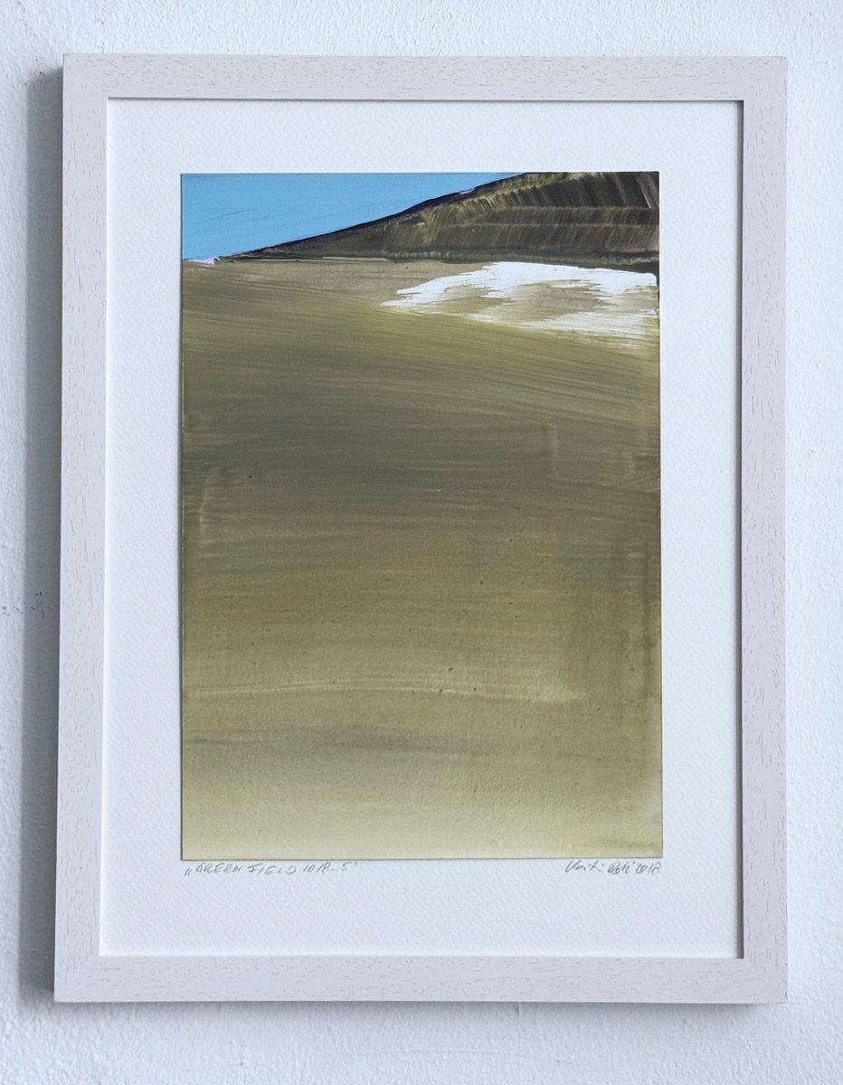 Organic Landscape Acrylic Painting By Katrin Roth, 9 X 13", Green Field 1018_5, Original Artwork