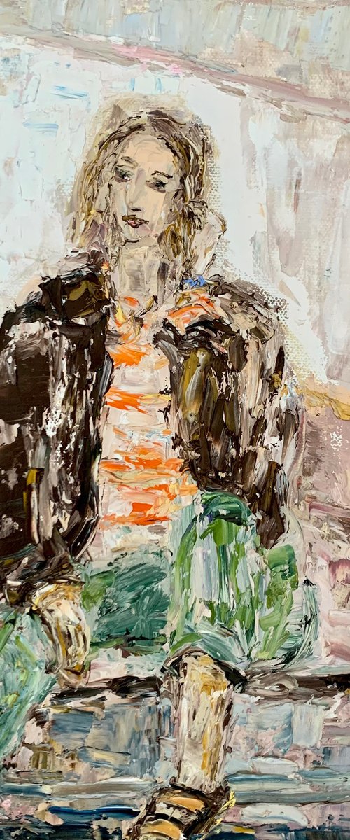 Seated young woman by Vilma Gataveckienė