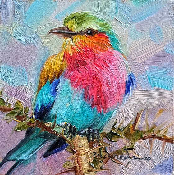 Lilac-breasted Roller bird painting