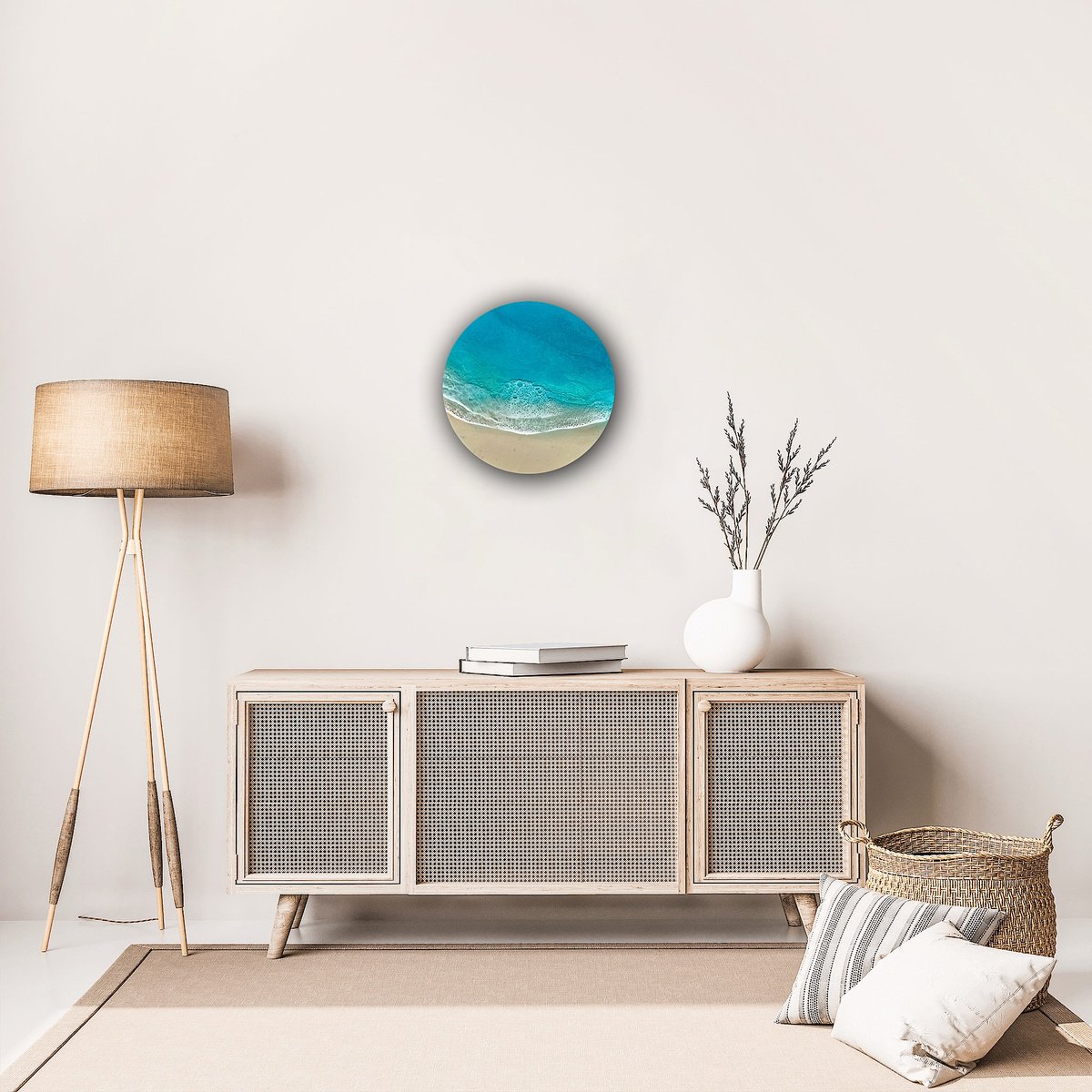 Photorealistic Landscape Painting By Ana Hefco, 15 X 15, Round Ocean #94, Original Artwork