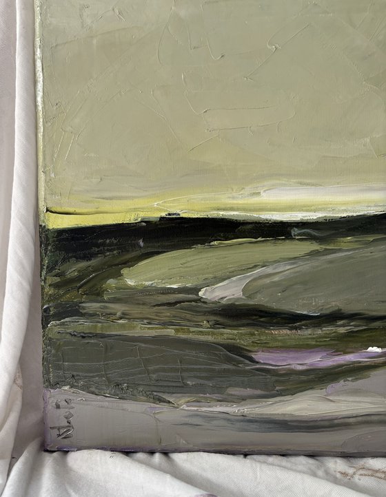 Abstract quiet fields waves on green