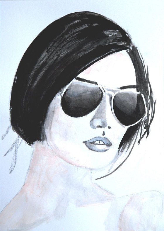 Girl with sunglasses II / 29.7 X 21 cm