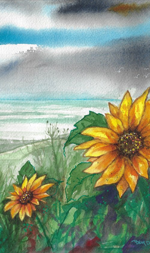 Sunflowers by the Sea by Ben De Soto