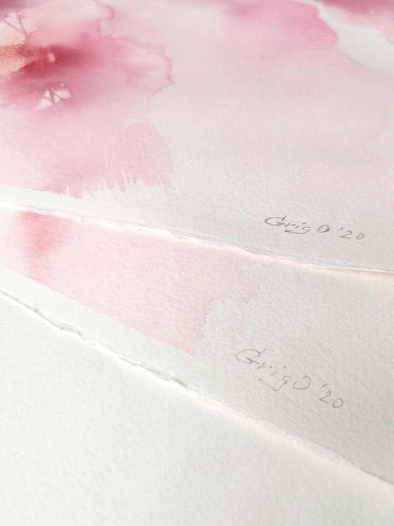 Pink abstract flowers set