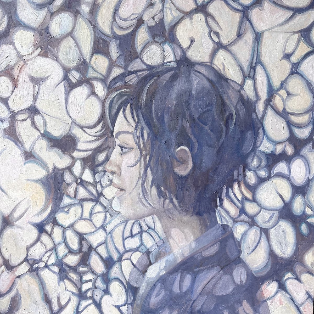 Expressive Portrait Oil Painting By Nataliya Lemesheva, 31 X 31", Shadow 44, Original Artwork