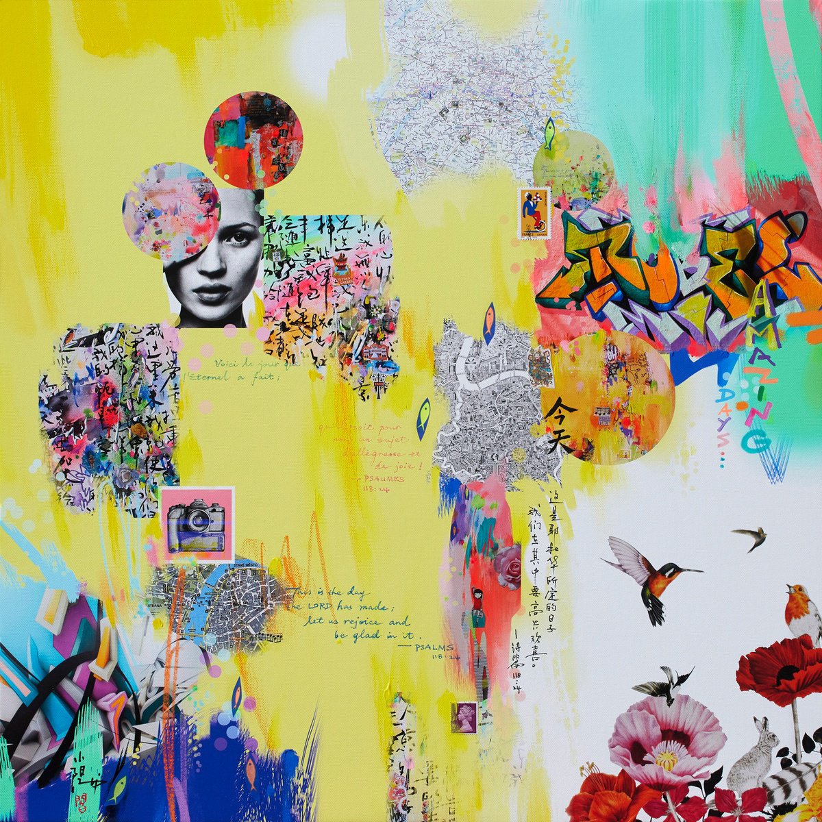 Abstract Painting By Xiaoyang Galas, 24 X 24", Amazing Days Iii, Original Artwork