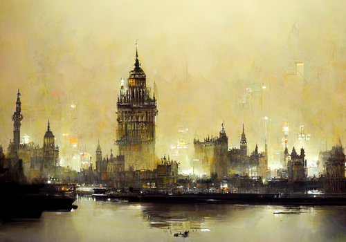 Digital Painting " Abstract London" v8 by Yulia Schuster