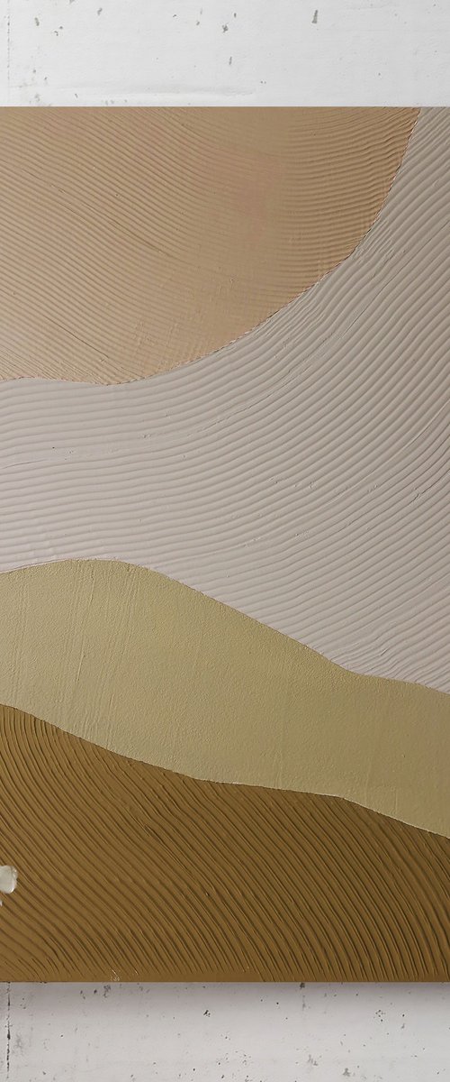 "Cream Field" Beige abstract high textured by Alex Zy