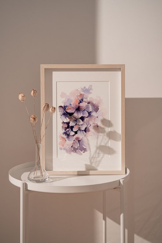 Watercolor Purple Hydrangea