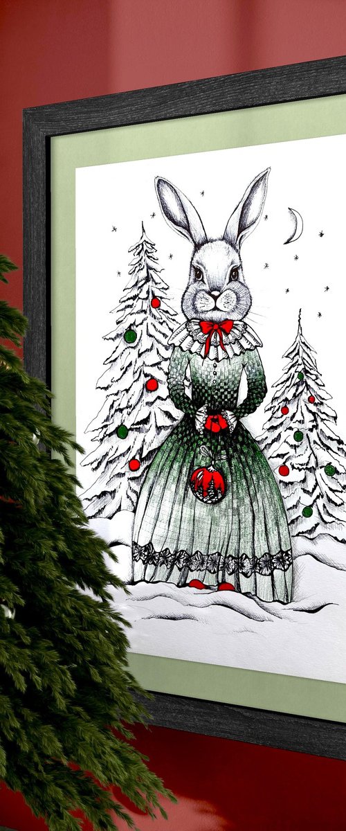 CHRISTMAS LADY BUNNY by Maria Tuzhilkina